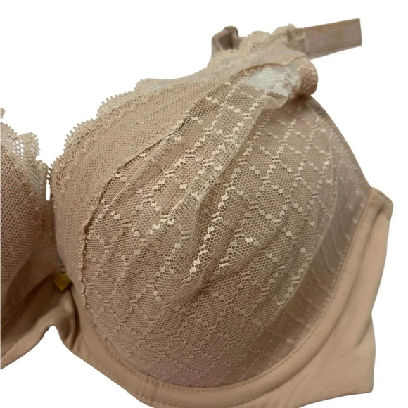 Chantelle Rose Light Pink Lace Front Underwire Plunge Bra Size 32DDD NWT - Picture 4 of 10